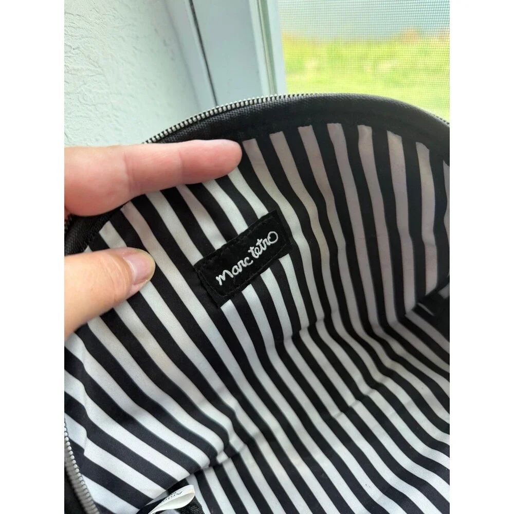 Marc Tetro Blue Schnauzer Cosmetic Bag with Black and White Lining